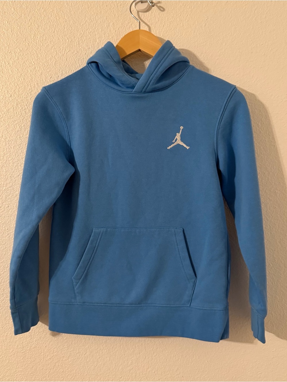 Jordan Blue Pullover Hoodie with White Jumpman Size Medium 10-12 YRS